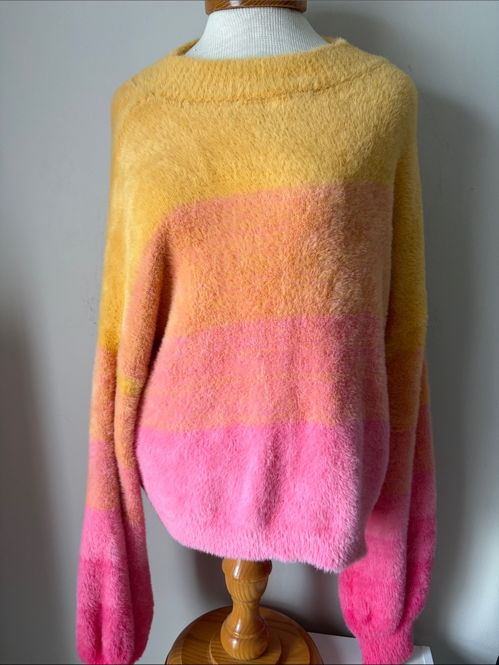 wild fable Fuzzy Ombre Crewneck Sweater in Yellow & Pink